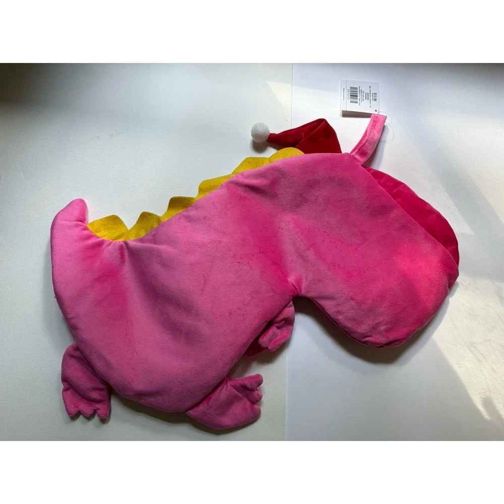 NWT‎ HOBBY LOBBY Pink Dinosaur Shaped with Pom Pom Christmas Themed Stocking